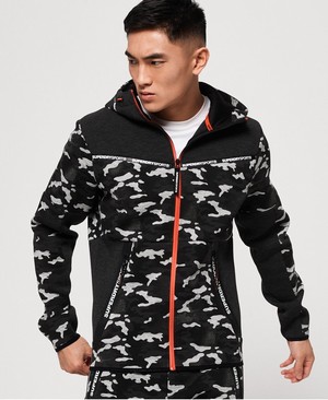 Superdry Gym Tech Stretch Camo Cipzár Férfi Kapucnis Pulóver Szürke/Camo | AXITR3064